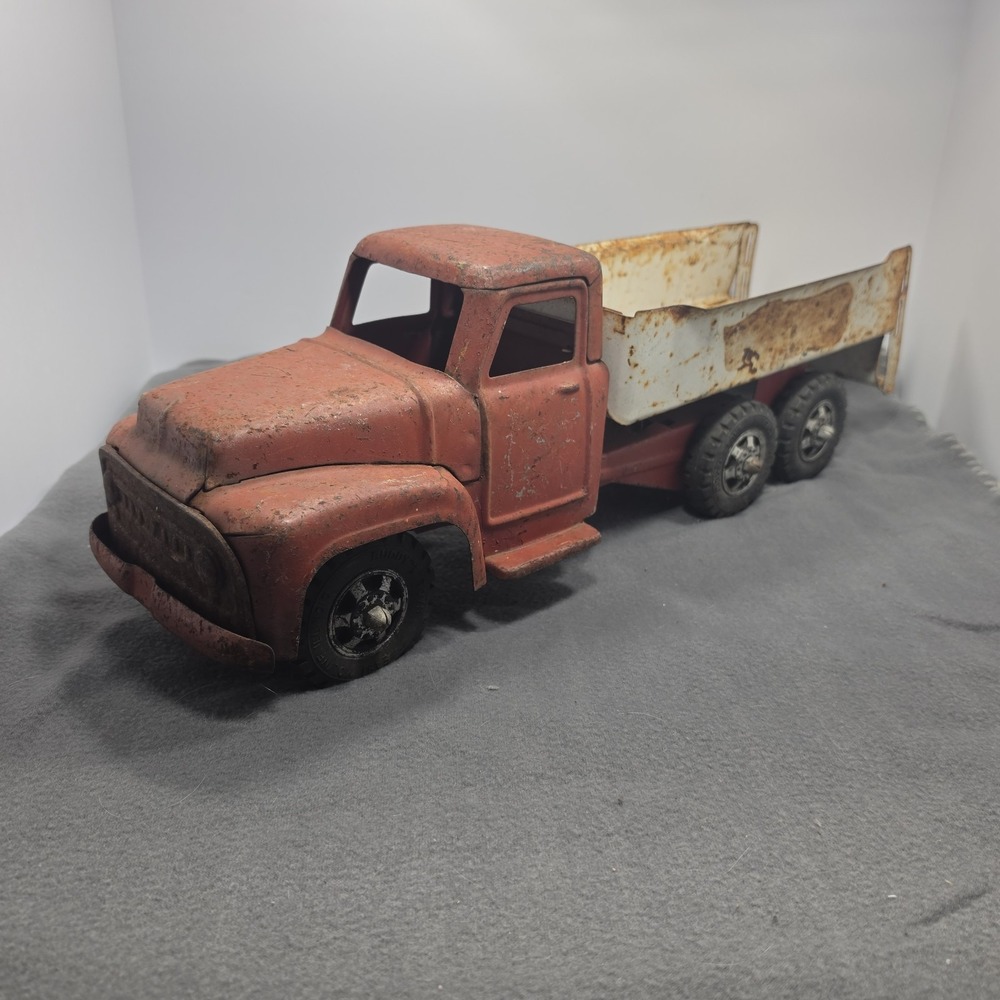 Vintage Buddy L Repair-it Unit Truck Red & White Pressed Steel